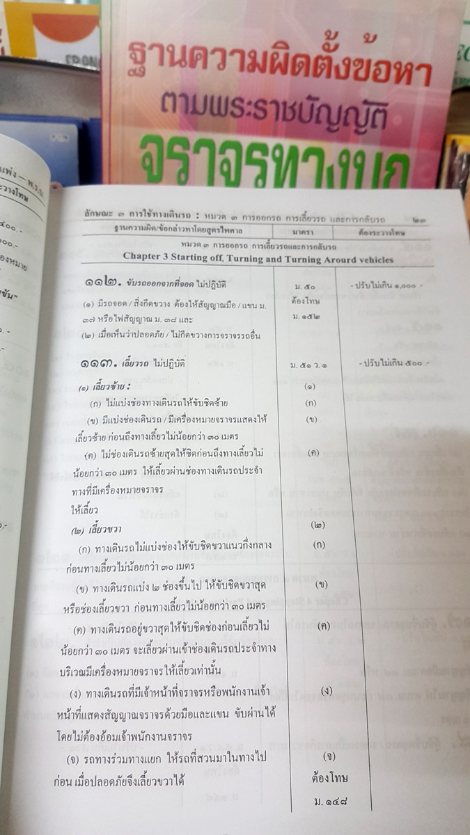 ฐานความผิดตั้งข้อหาตามพระราชบัญญัติจราจรทางบก ปรับปรุงใหม่