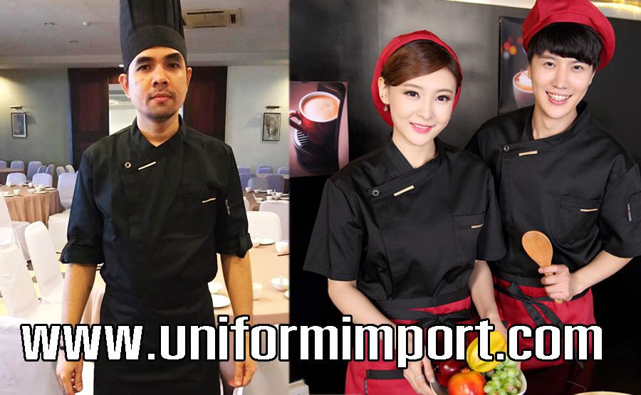 เสื้อเชฟแขนสั้นสีดำ