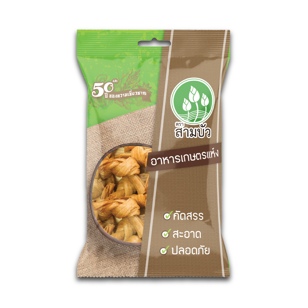 [ขายยกลัง 24 ซอง] SamBua สามบัว ฟองเต้าหู้โบว์ 100 กรัม Dried bean curd