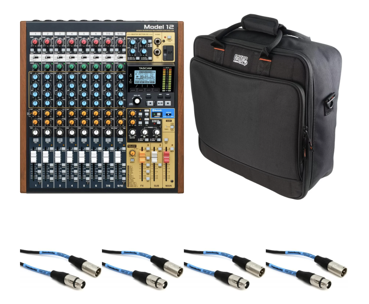 TASCAM Model 12 Mixer / Interface / Recorder / Controller Bundle