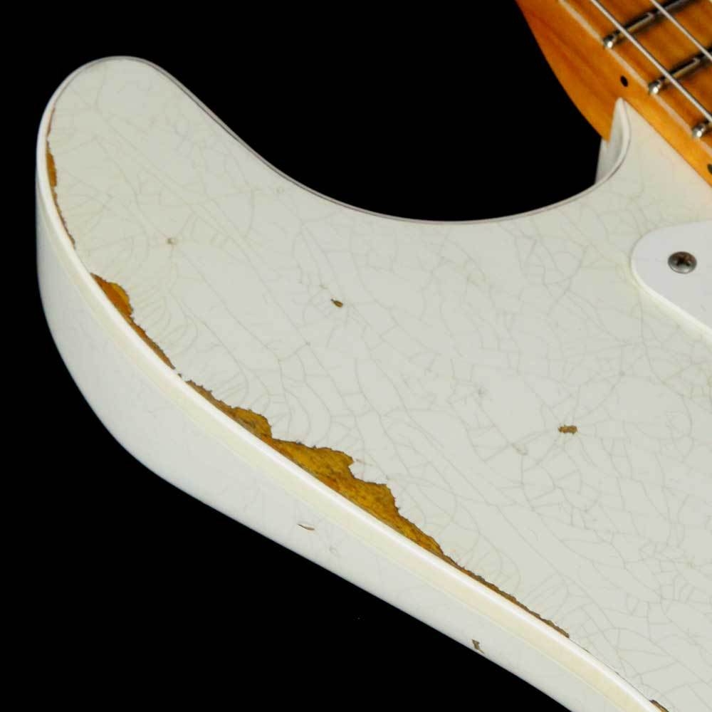 Fender Custom Shop 56 Thinline Stratocaster - Aged Olympic White over Chocolate 2-Color Sunburst