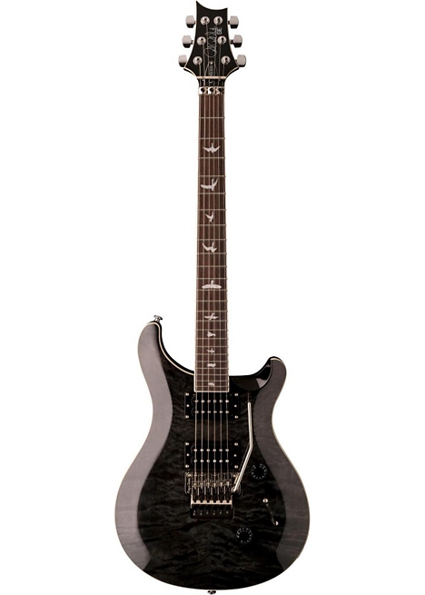 PRS 2017 SE Custom 24 Quilt Top, Floyd Rose Bridge, White Binding Electric Guitar - Gray Black