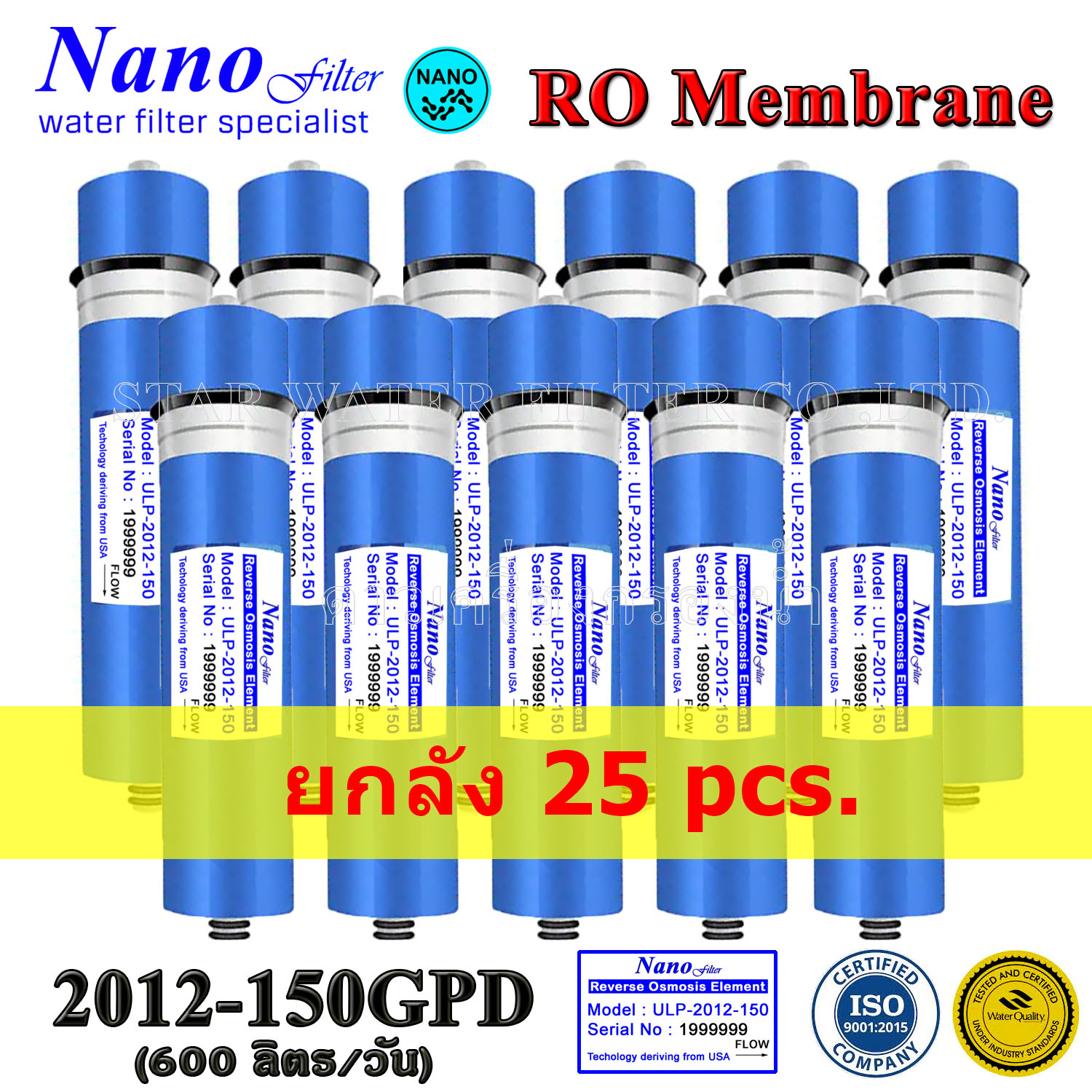 ไส้กรองน้ำ RO Membrane ULP-2012-150 GPD Nano Filter 25 pcs