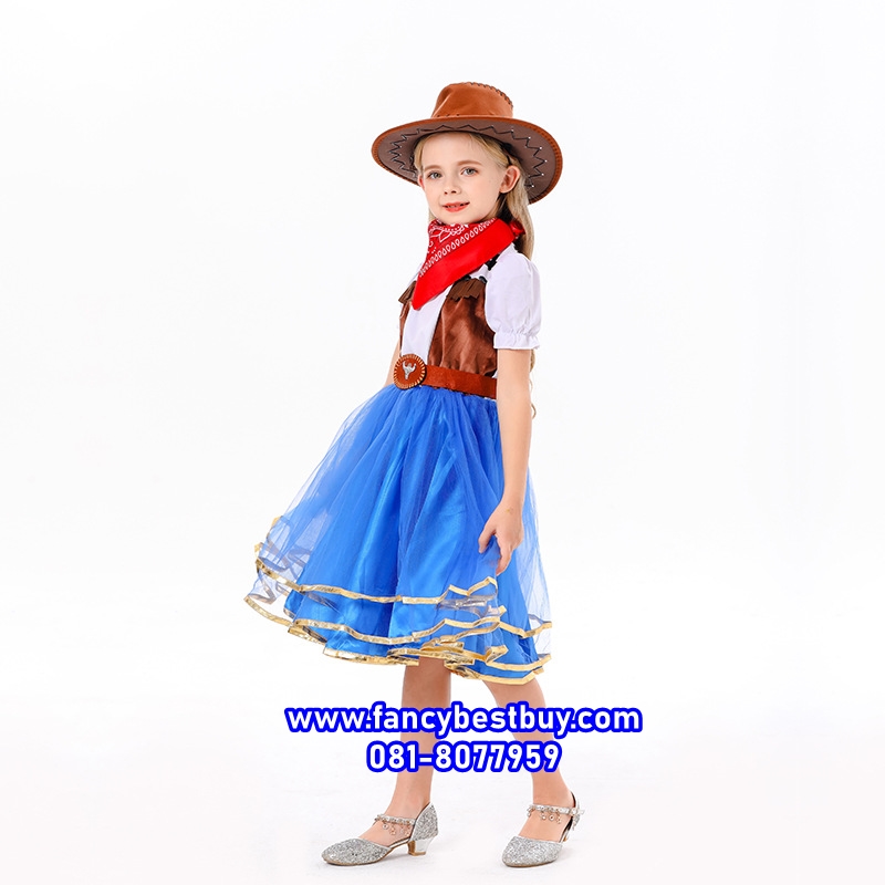ชุดคาวบอยเด็กหญิง Cow Girl ชุดแฟนซีเด็ก รวมหมวกหนัง ขนาด S110-120, M 120-130, L 130-140