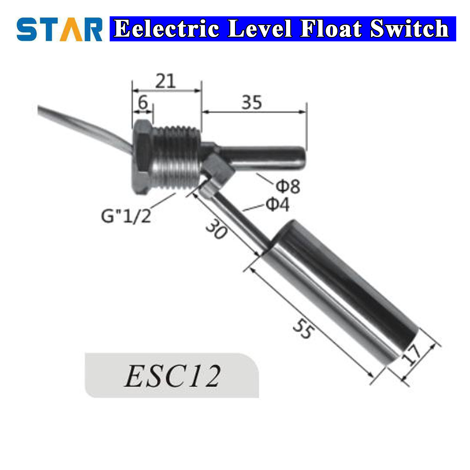สวิทช์ควบคุมระดับน้ำ Horizontal Stainless Float Switch (NC/NO) ESC12