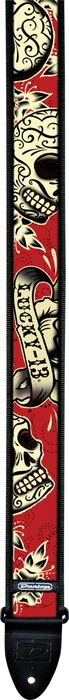 Dunlop Lucky 13 Guitar Strap - Tres Skulls