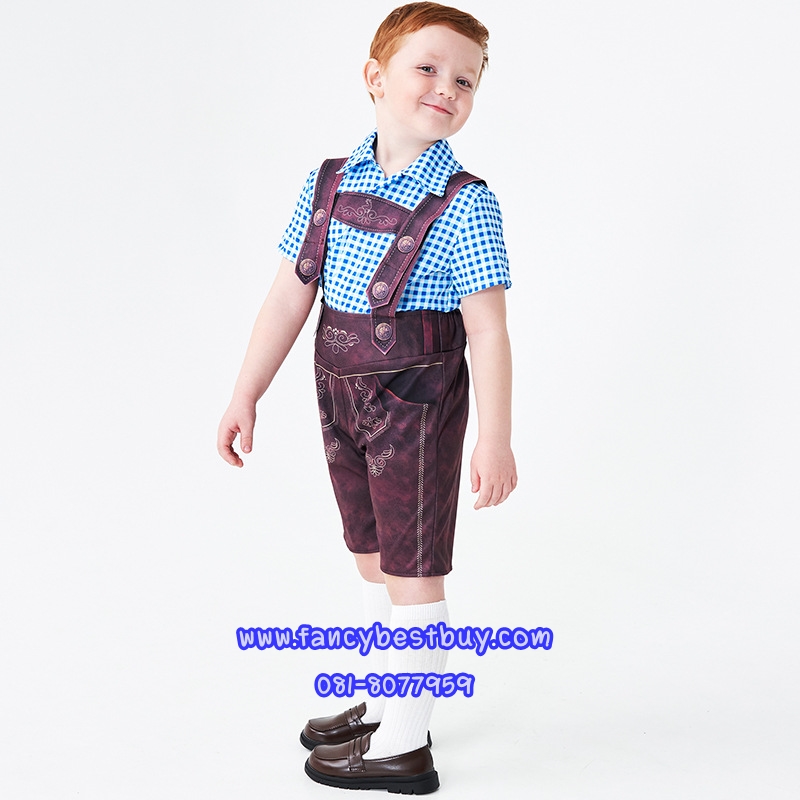 ชุดแฟนซีเด็ก ชุดประจำชาติเยอรมันนี สีฟ้า ชุดบาวาเรียน มีขนาด S110-125, M 125-140, L140-150 (รวมถุงเท้า)