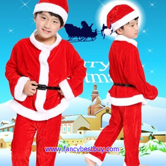 ชุดคริสมาสเด็กชาย รุ่นขนสีขาวฟูๆ Christmas Costume สำหรับ เทศกาลวันคริสมาส มีขนาด 110, 120 (บูทปอกขาซื้อเพิ่มได้)