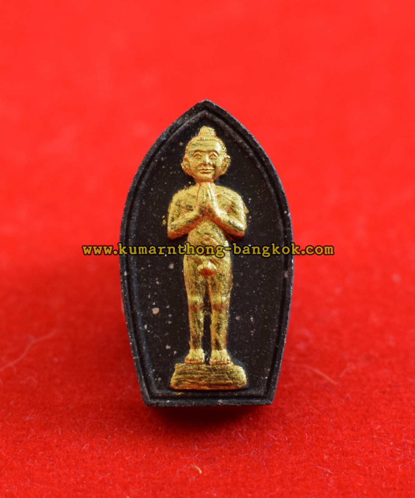 ไอ้ไข่ ตาไข่ วัดเจดีย์ อ.สิชล จ.นครศรีธรรมราช เนื้อผงพุทธคุณ สีดำปัดทอง ขนาดพกพา สูง 2.7ซม. กว้าง 1.5ซม. รุ่นกฐิน ปี2559