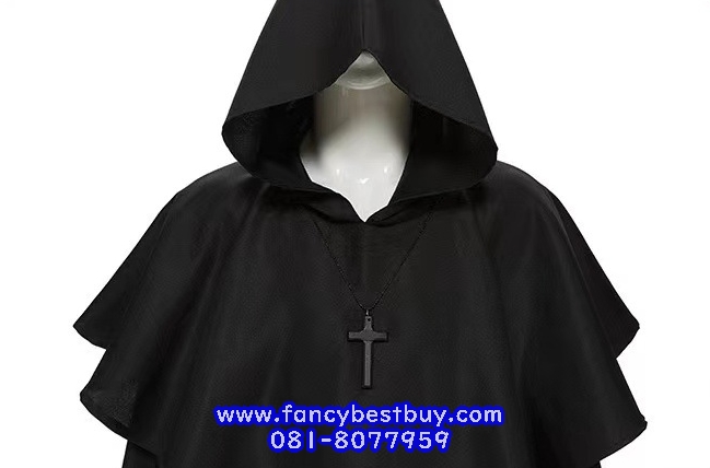 ชุดแฟนซีผู้ชาย เสื้อคลุมพระสงฆ์ยุกกลาง พ่อมด ชุดนักบวช สีน้ำตาล Brown Color ขนาด S 160-170, M 170-175, L 175-180, XL 180-185, XXL 185-190