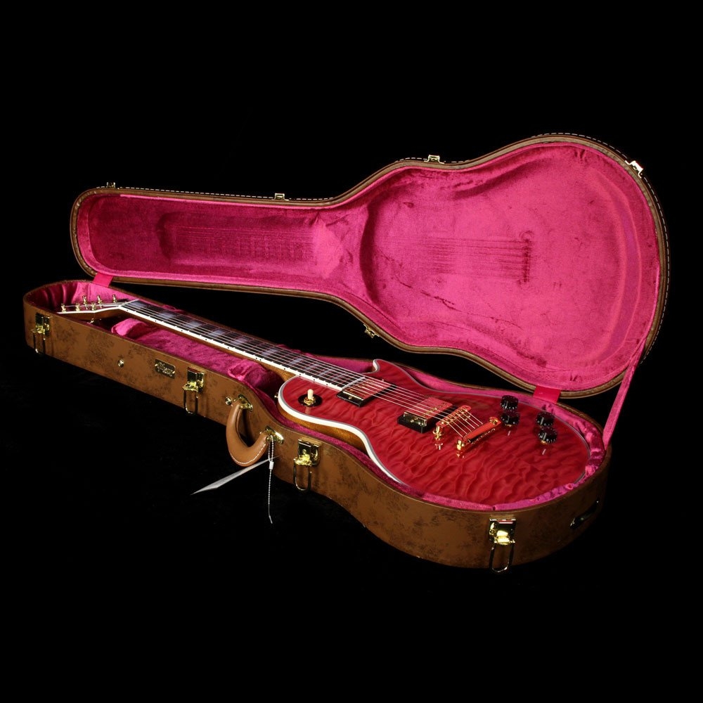 Gibson Custom Shop Zoo Select Les Paul Custom Quilt Top Electric Guitar Transparent Pink