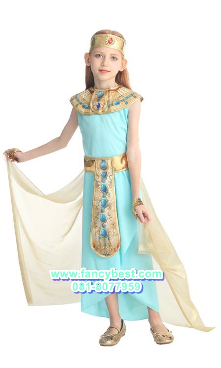 ชุดครีโอพัตรา ชุดประจำชาติอียิปต์ เจ้าหญิงอียิปต์ สีฟ้าทอง ขนาด M, L, XL