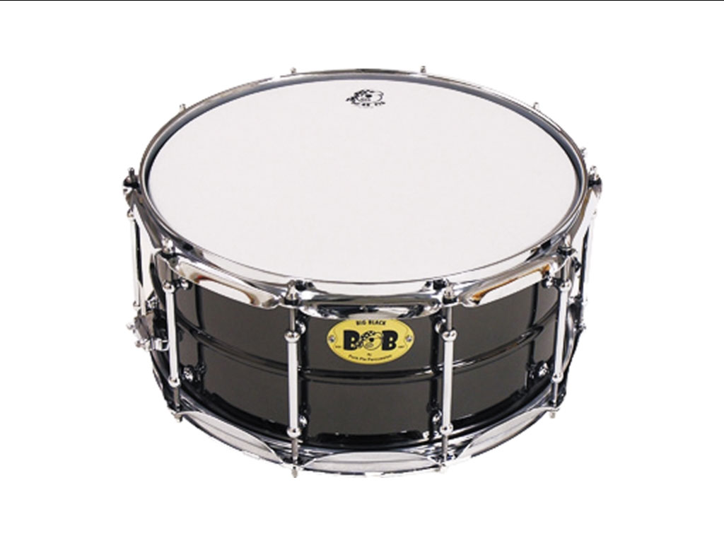 Pork Pie Big Black Brass Snare Drum with Tube Lugs and Chrome Hardware Black 6.5x14 Inch