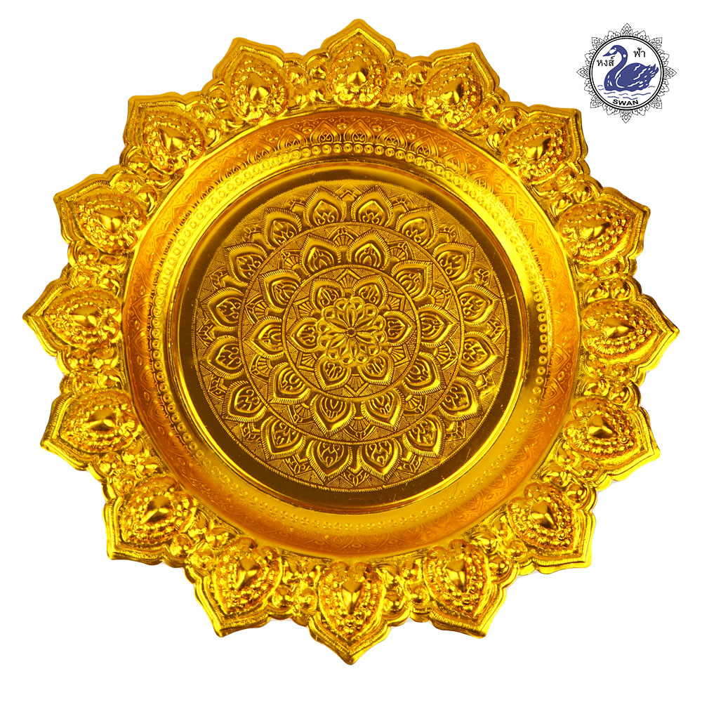 Aluminum Sun-liked Round Tray with Legs 36 cm Gold