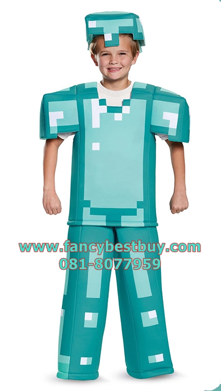 ชุดมายคราฟ MINECRAFT มีเสริมฟอง ชุดเป็นทรง มีขนาด M 115-125, L 125-135, XL 135-145