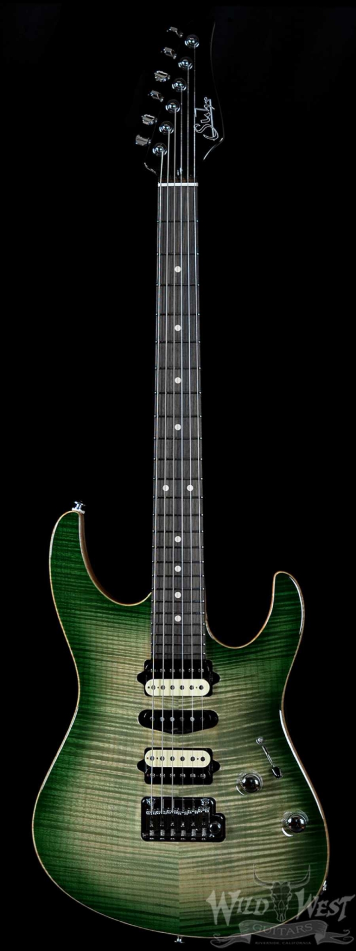Suhr Modern Carve Top Faded Trans Green Burst w/Satin African Neck