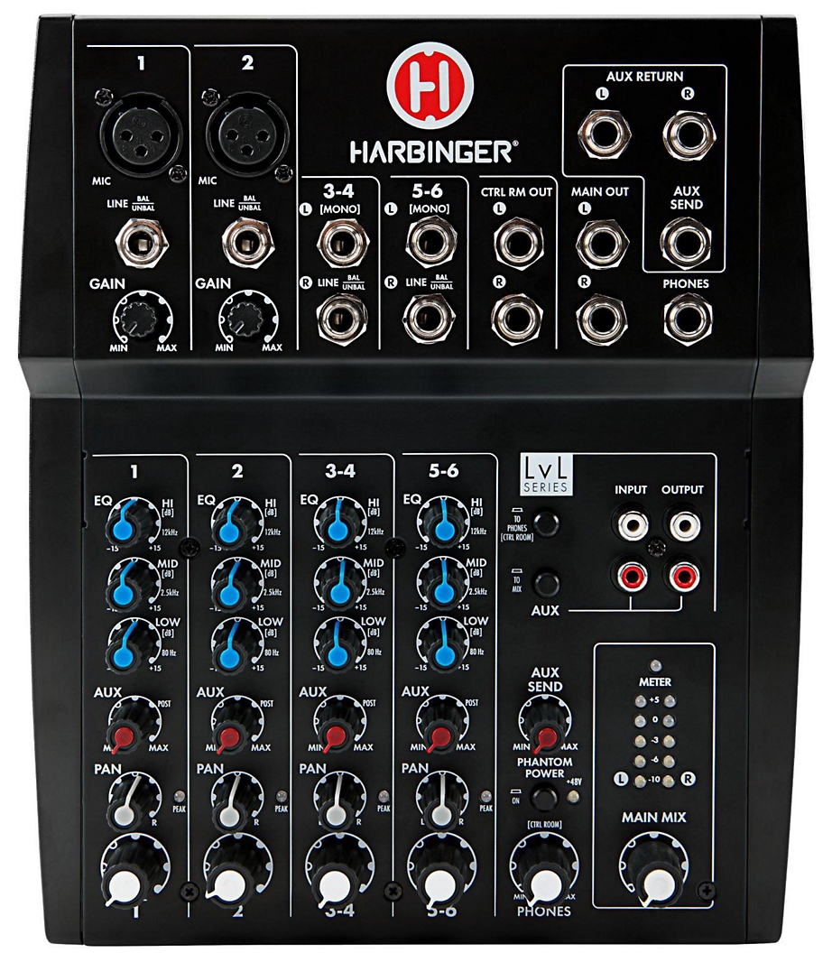 Harbinger L802 8-Channel Mixer with 2 XLR Mic Preamps