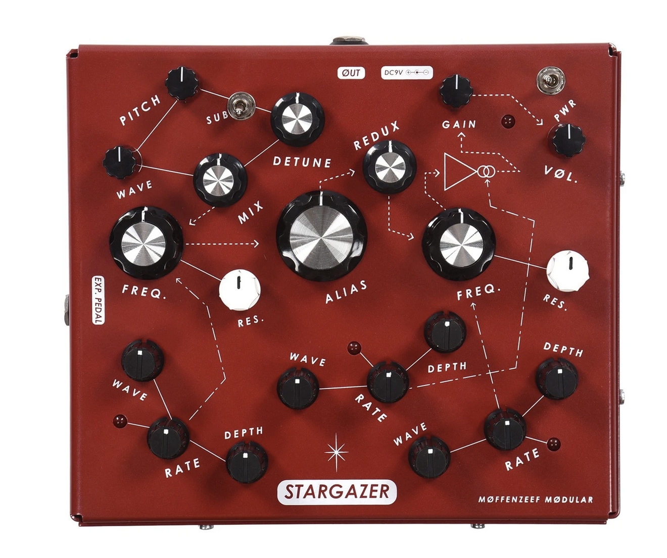 Moffenzeef Modular Stargazer V3 Drone Synth Pedal V3 Red (Limited Edition of 75)