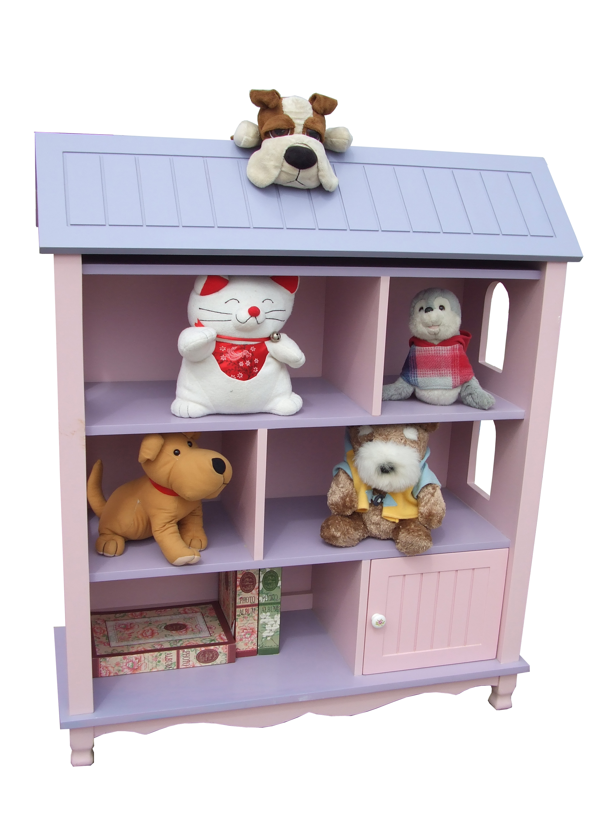 ตู้หนังสือ ชั้นวางหนังสือ หรือ บ้านตุ๊กตา รุ่นจัสมิน ขนาด 112 x 45 x 133.5 ซม.(สีฟ้า-เหลือง-เขียว)