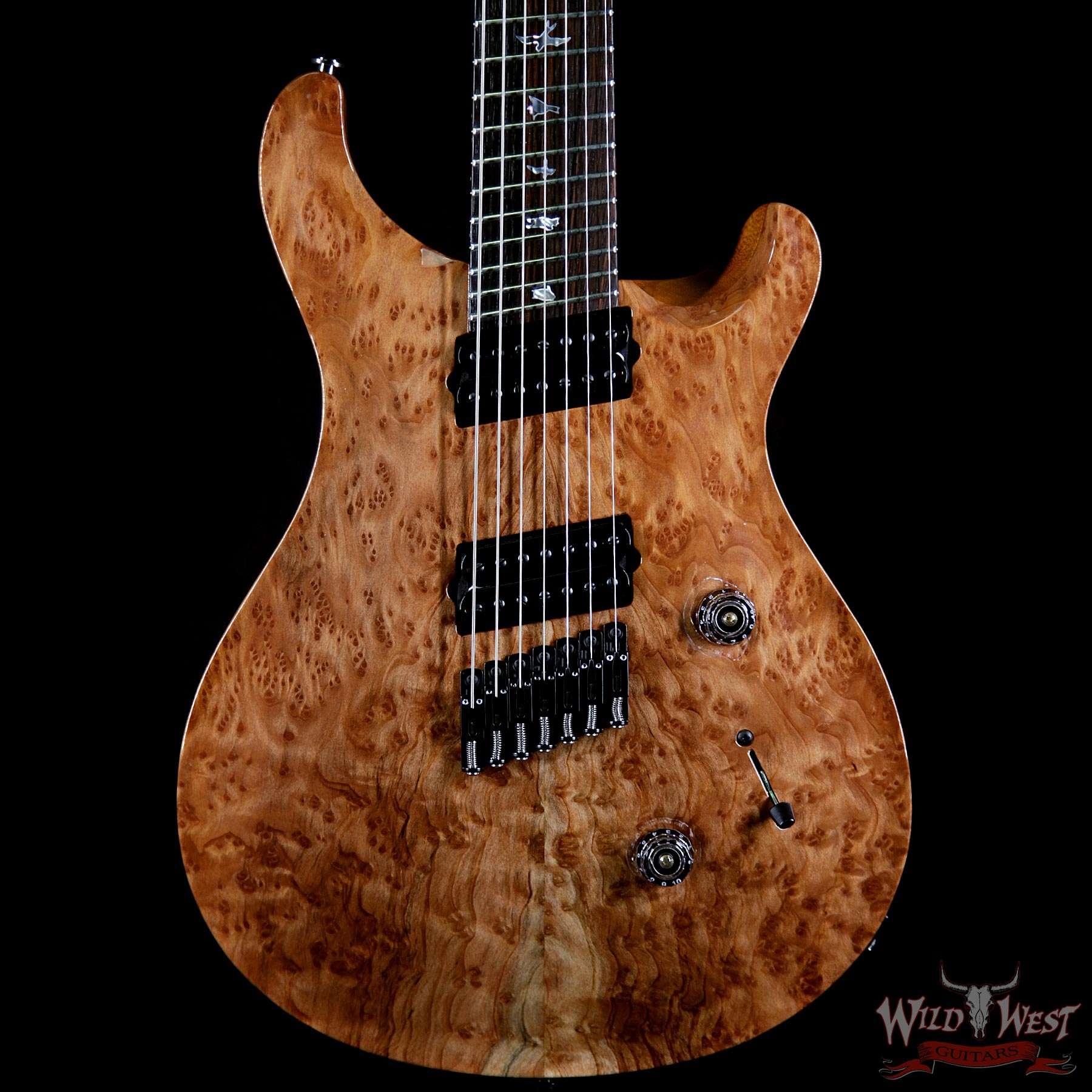 PRS Private Stock #7476 Custom 24 7-String Fanned Fret Redwood Burl Top Brazilian Rosewood Board - Natural