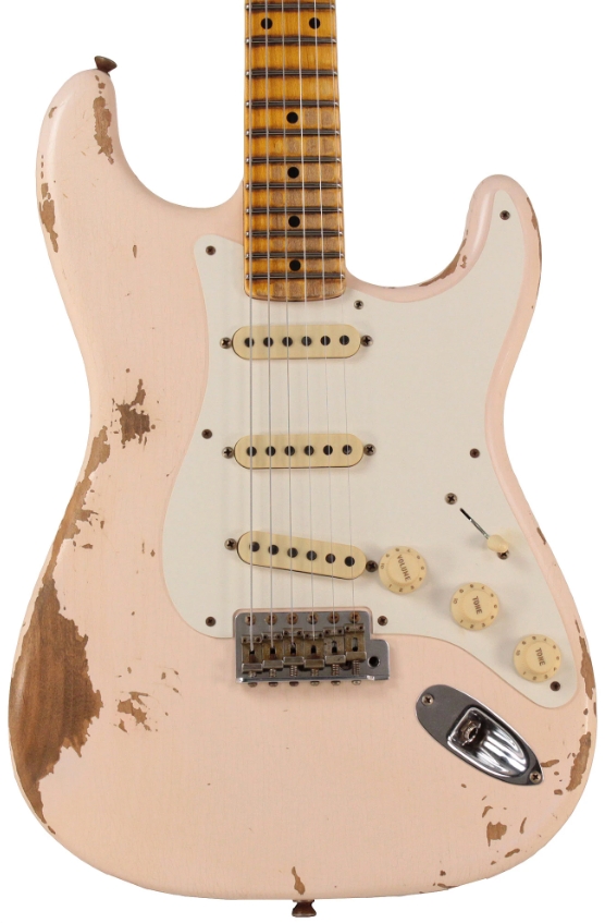Fender Custom Shop 1956 Heavy Relic Strat Guitar, Super Faded, Aged Shell Pink