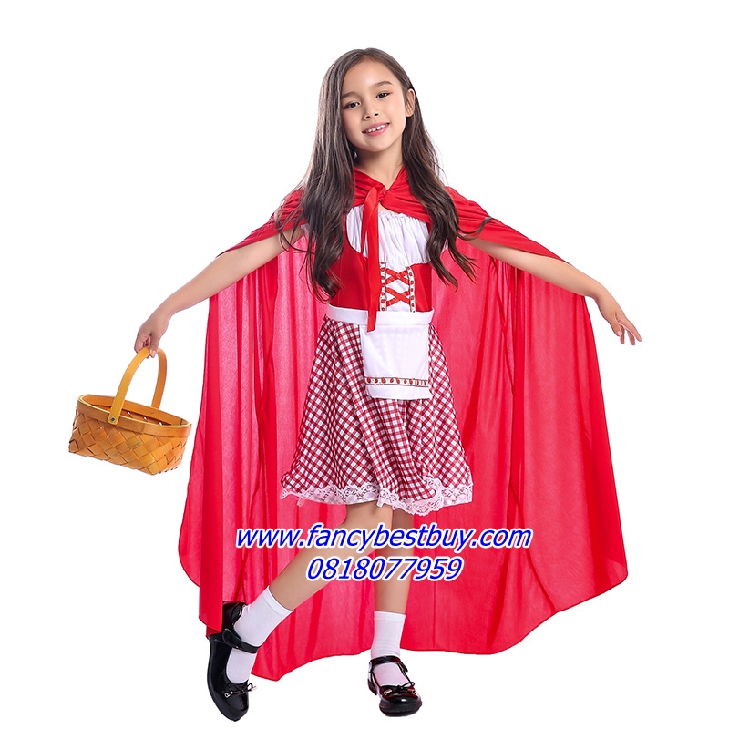 ชุดหนูน้อยหมวกแดง Red Hat Girl ชุดแฟนซีเด็กหญิง สีแดง แบบที่ 3 ขนาด XS(90-110), M(120-130)