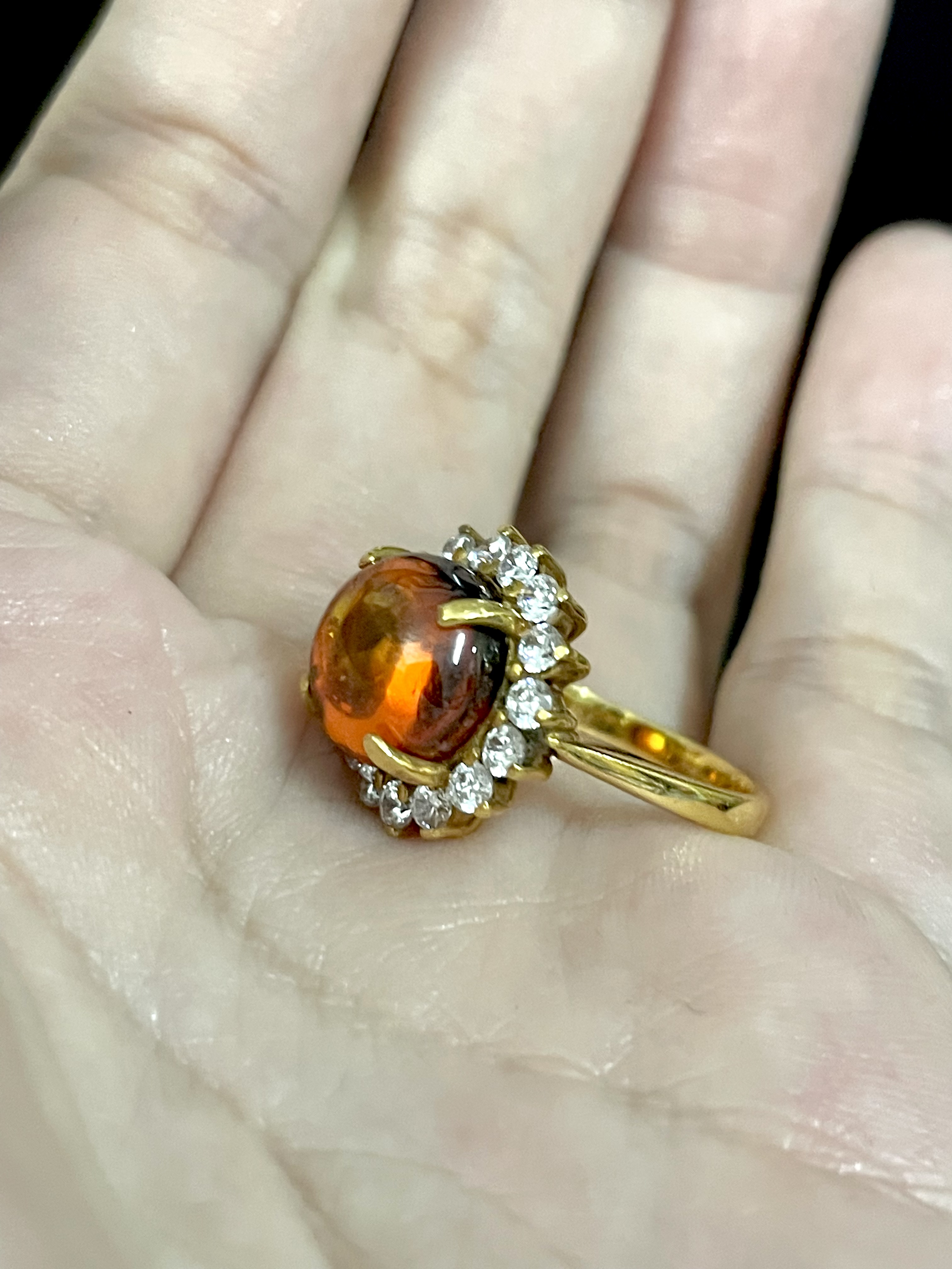 แหวนอำพัน ล้อมเพชรรัสเซีย ทองแท้