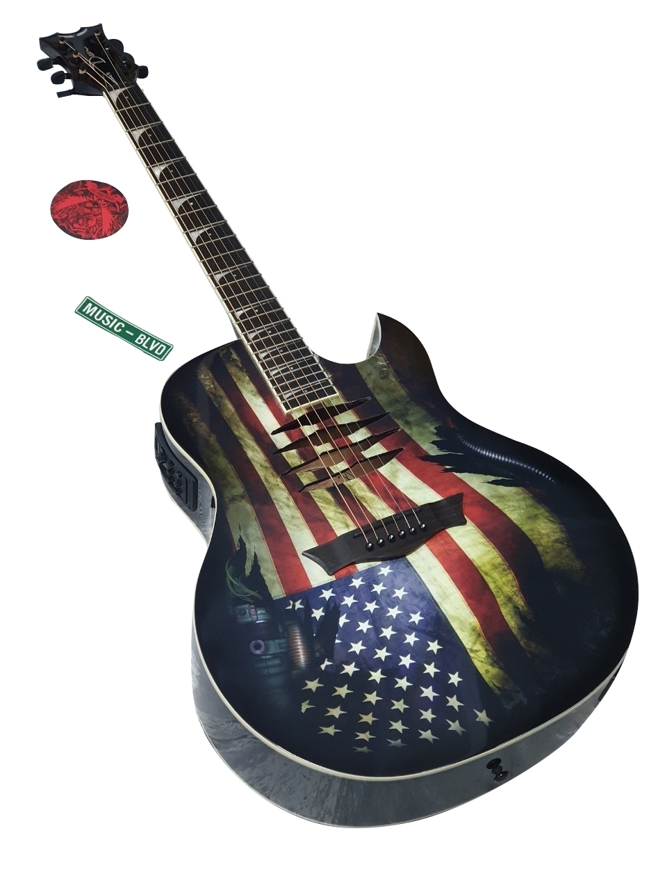 Dean Dave Mustaine Mako Glory Acoustic-Electric Guitar Flag Graphic