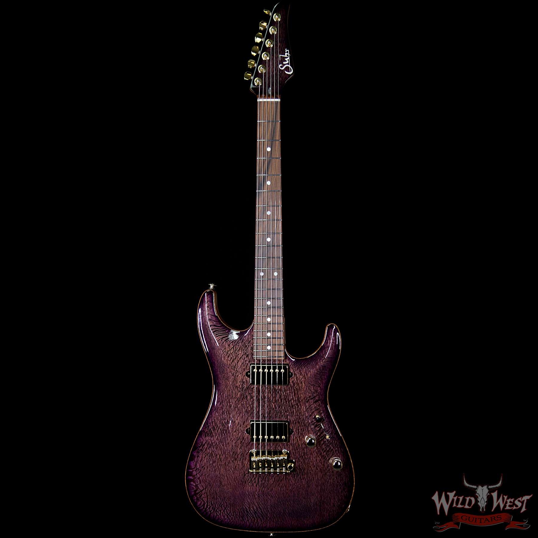 Suhr Select Custom Standard Arch Top HH 1-Piece Lacewood Top Cedar Body - Natural Purple Burst