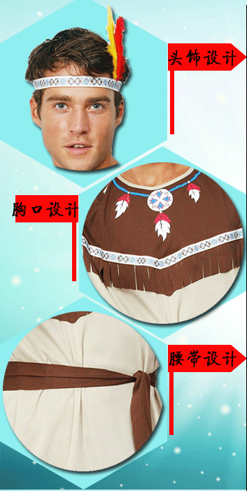 ชุดแฟนซีผู้ชายและหญิง ชุดมนุษย์หิน ชุดชนเผ่าดึกดำบรรพ์ ชุดย้อนยุค Aboriginal Costume ขนาดฟรีไซด์