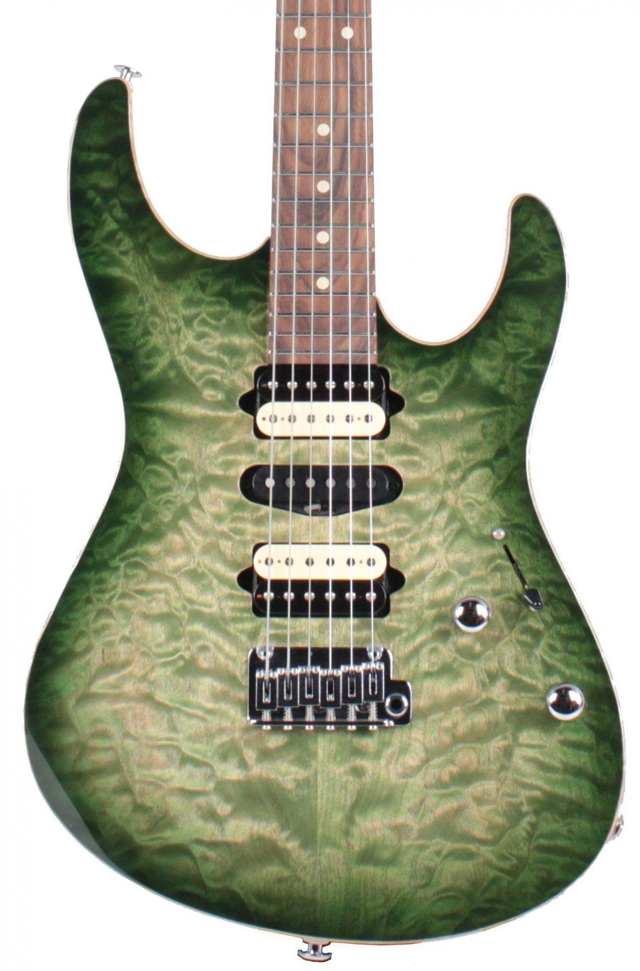 Suhr Modern Select Guitar Quilted Maple - Trans Green Burst