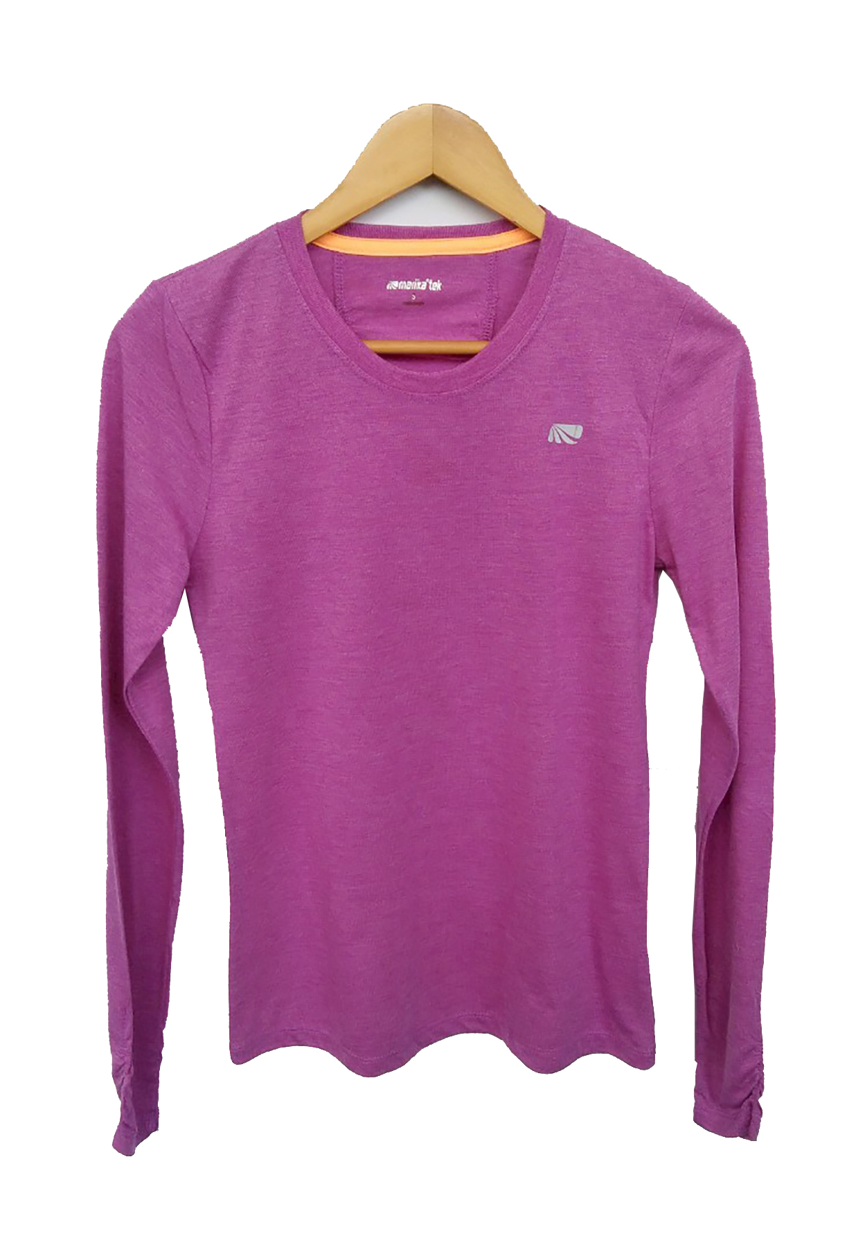 เสื้อมือสอง คอกลม สีม่วง แขนยาว อก 30-32 นิ้ว