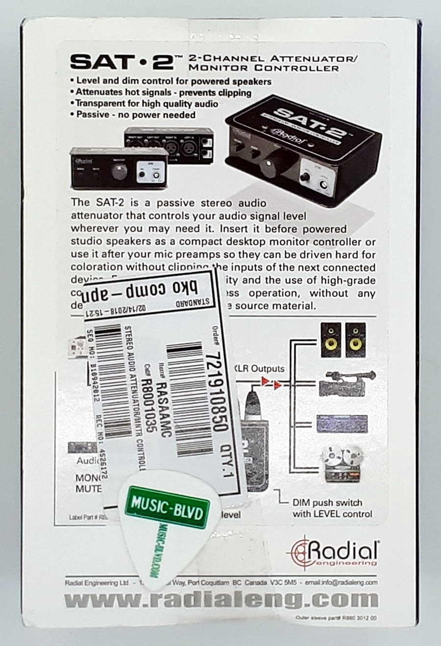 Radial Engineering SAT-2 Stereo Monitor Controller and Audio Attenuator