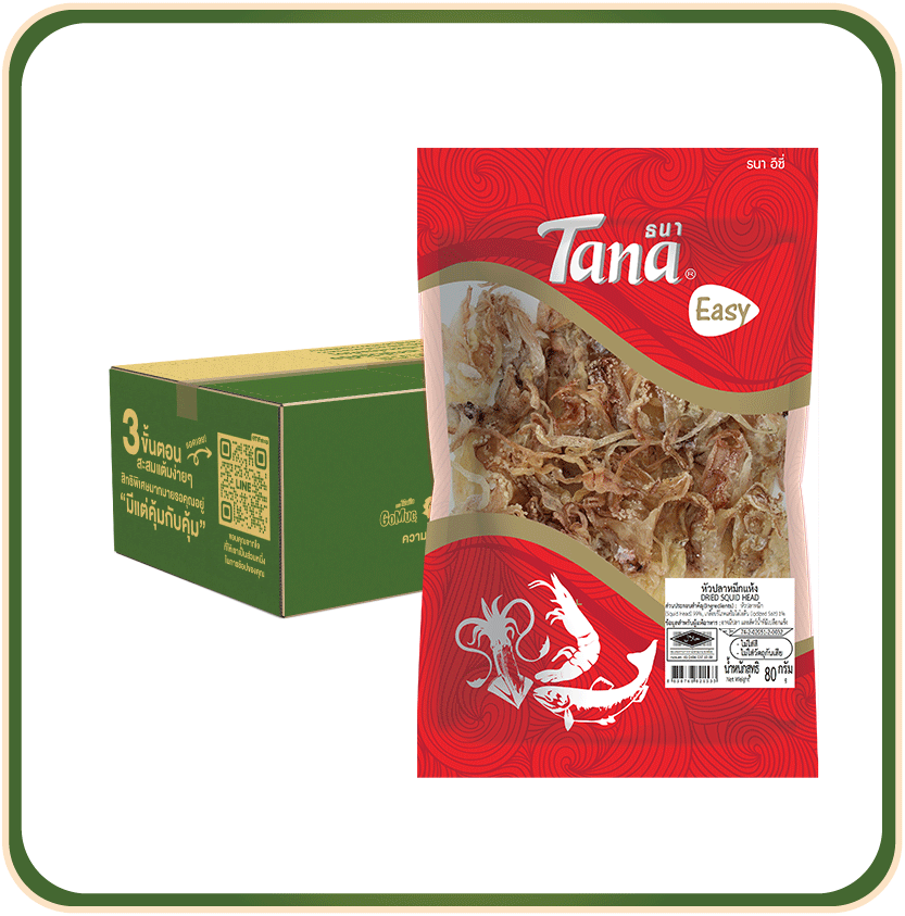 [ขายยกลัง 12 ซอง] Tana ธนา อีซี่ หัวปลาหมึกแห้ง 80 กรัม Dried Squid Head