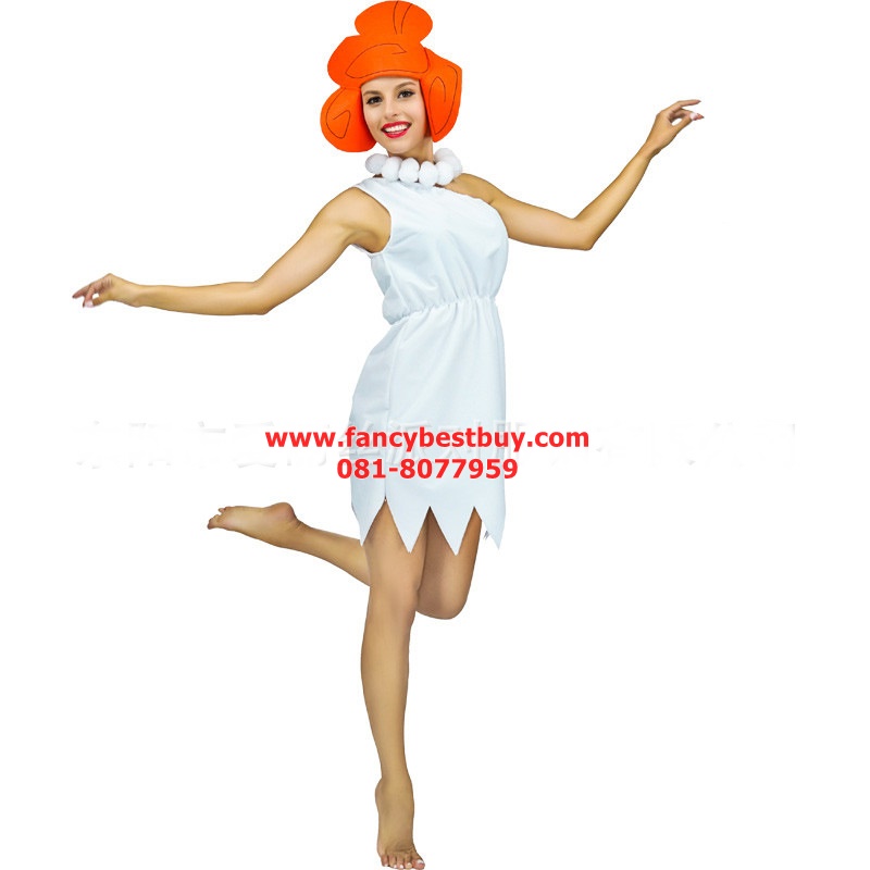 ชุดแฟนซีคู่ ผู้ชาย ผู้หญิง ชุดมนุษย์หิน Flinstone กับ เอมม่า Emma Flinstone ขนาดฟรีไซด์