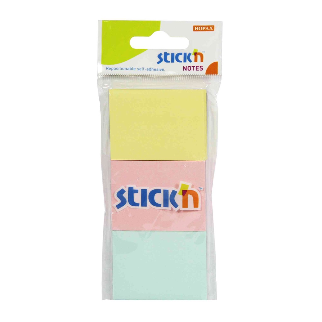 กระดาษโน้ต STICKN 1.5″x2″ (1×3) 21126 สีพาสเทล คละสี (จำนวน 1 แพ็ค)