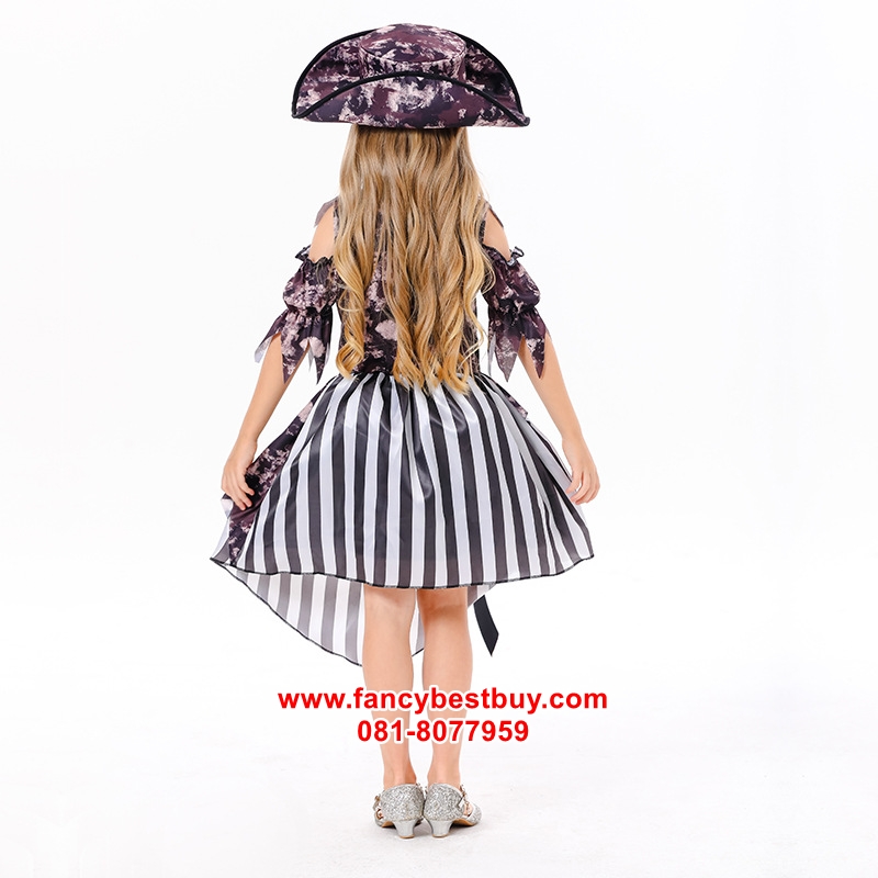 ชุดแฟนซีเด็ก ชุดโจรสลัด ชุดฮาโลวีนโจรสลัดโครงกระดูก มีขนาด S110-120, M 120-130, L 130-140, XL 130-140