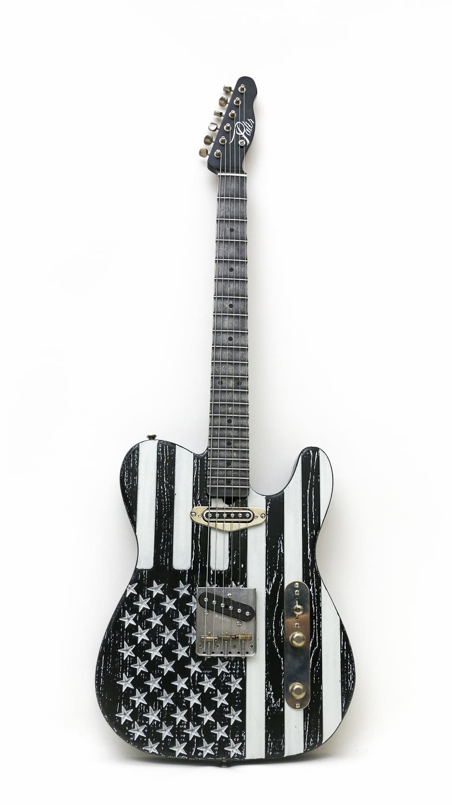 Palir Guitars Titan Black Flag carved flag body NAMM 16