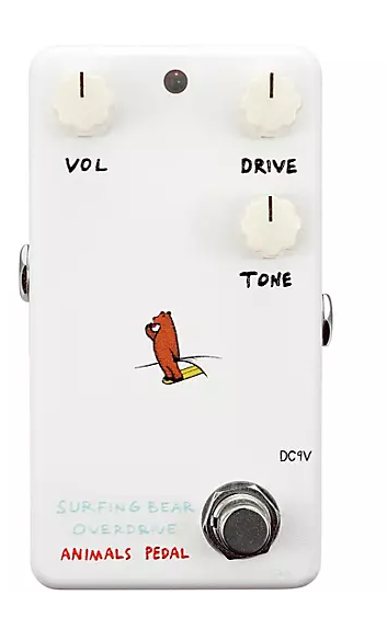 Animals Pedal Surfing Bear Overdrive V2 Effects Pedal White