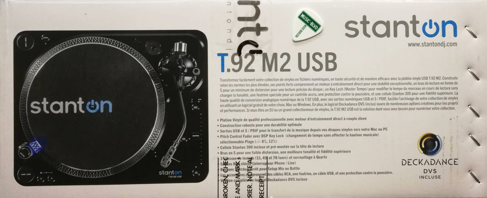 Stanton T.92 M2 USB Direct-Drive Turntable with Deckadance