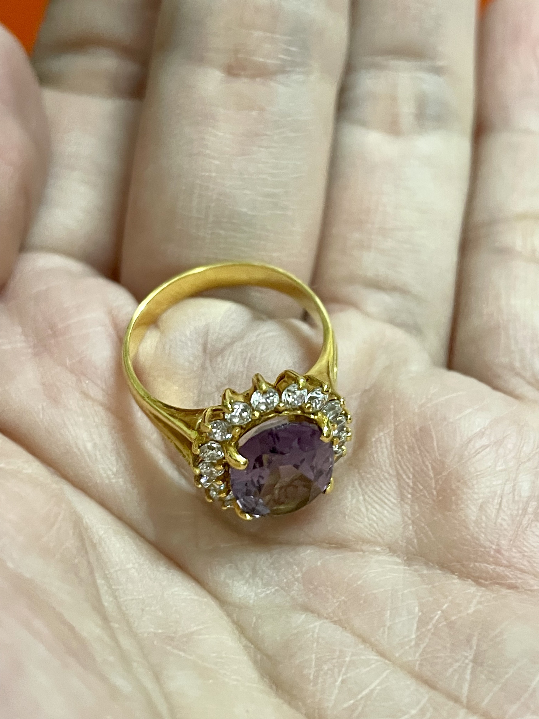 แหวนอเมทิสต์ ล้อมเพชรรัสเซีย ทองแท้
