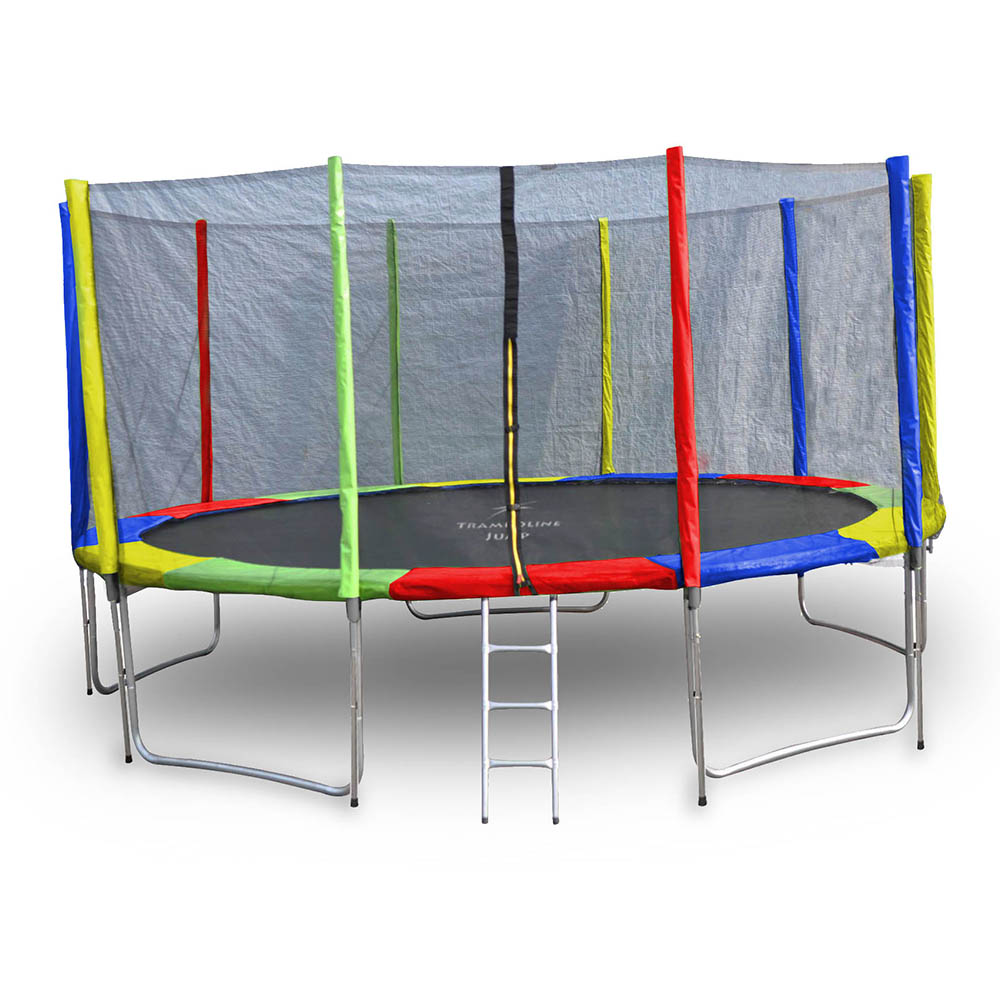 สปริงบอร์ดแทรมโพลีน trampoline ขนาด 14 ฟุต สีรุ้ง ขนาดใหญ่ รับน้ำหนักได้ถึง 180 kg.