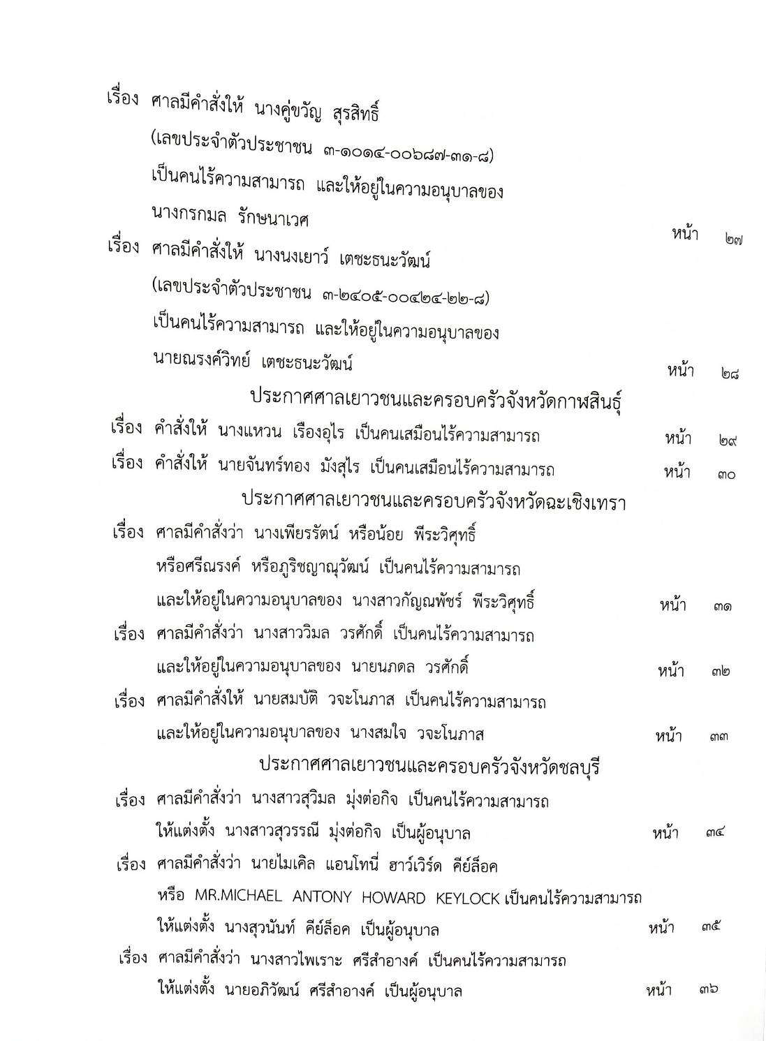 กฎหมายใหม่ 80/65 ประกาสกระทรวงการคลัง ฐานะการเงินฯ ประกาศศาลจังหวัด.. ประกาศศาลเยาวชนและครอบครัวจังหวัด. ฯลฯ