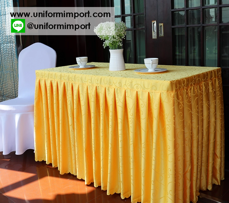 ผู้ปูโต๊ะแบบจีบรอบผ้าซาตินมีลวดลาย ++คลิกดูขนาดด้านใน ผ้าปูโต๊ะสำเร็จรูป ผ้าคลุมโต๊ะสำเร็จรูป ผ้าปูโต๊ะแบบจีบรอบ ผ้าคลุมโต๊ะ ผ้าปูโต๊ะรีสอร์ท
