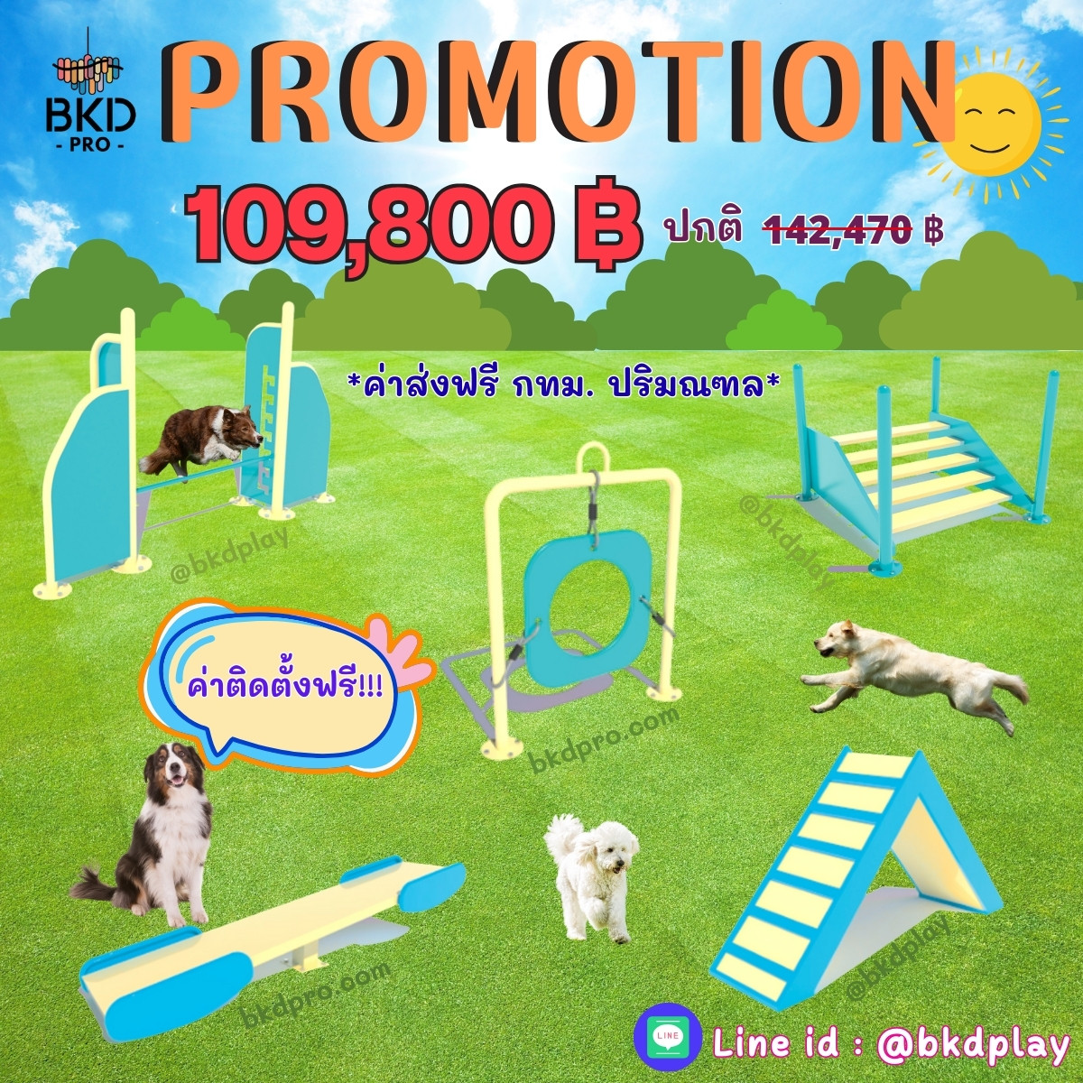 เครื่องเล่นสนามสุนัขจัดเซ็ท ราคาโปรโมชั่น 109,800 บาท, ฝึกสุนัข ,อุปกรณ์เสริมน้องหมา dog playground