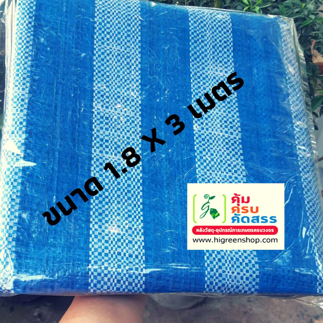 ผ้าฟาง ฟ้า-ขาว ขนาด 1.8 x 3 เมตร