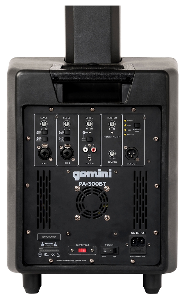 Gemini PA-300BT Portable Line Array Column PA Speaker System