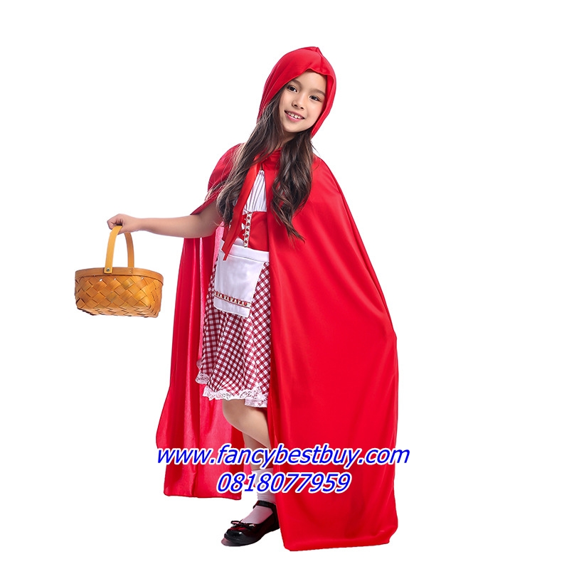 ชุดหนูน้อยหมวกแดง Red Hat Girl ชุดแฟนซีเด็กหญิง สีแดง แบบที่ 3 ขนาด XS(90-110), M(120-130)