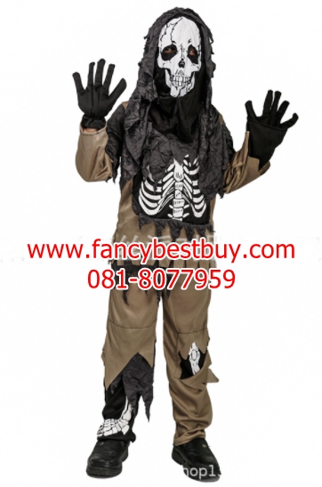 ชุดฮาโลวีน ชุดผีโครงกระดูกพร้อมหน้ากากและถุงมือ สำหรับวันฮาโลวีน Skeleton มีขนาด S(110-120), M(120-135), L(135-150)