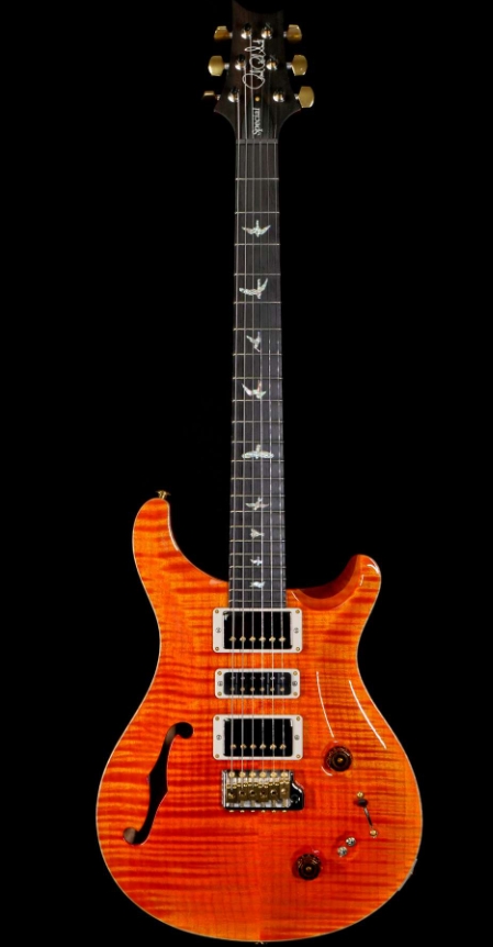 PRS WOOD LIBRARY 10 TOP SPECIAL 22 SEMI-HOLLOW FLAME MAHOGANY NECK BRAZILIAN ROSEWOOD FINGERBOARD ORANGE